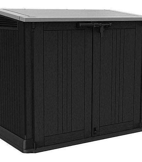 Coffre de rangement Keter Store It Out Nova 880 L gris foncé avec couvercle gris clair et pistons