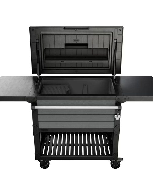 Glacière et chariot à boissons Keter Patio 85 L – Aspect bois frêne