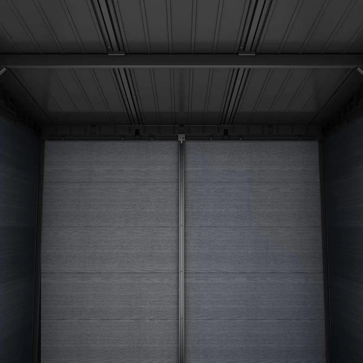 Abri Keter Artisan 7 x 11 pi en résine gris foncé à toit monopente, deux portes, plancher et une fenêtre – Image 7