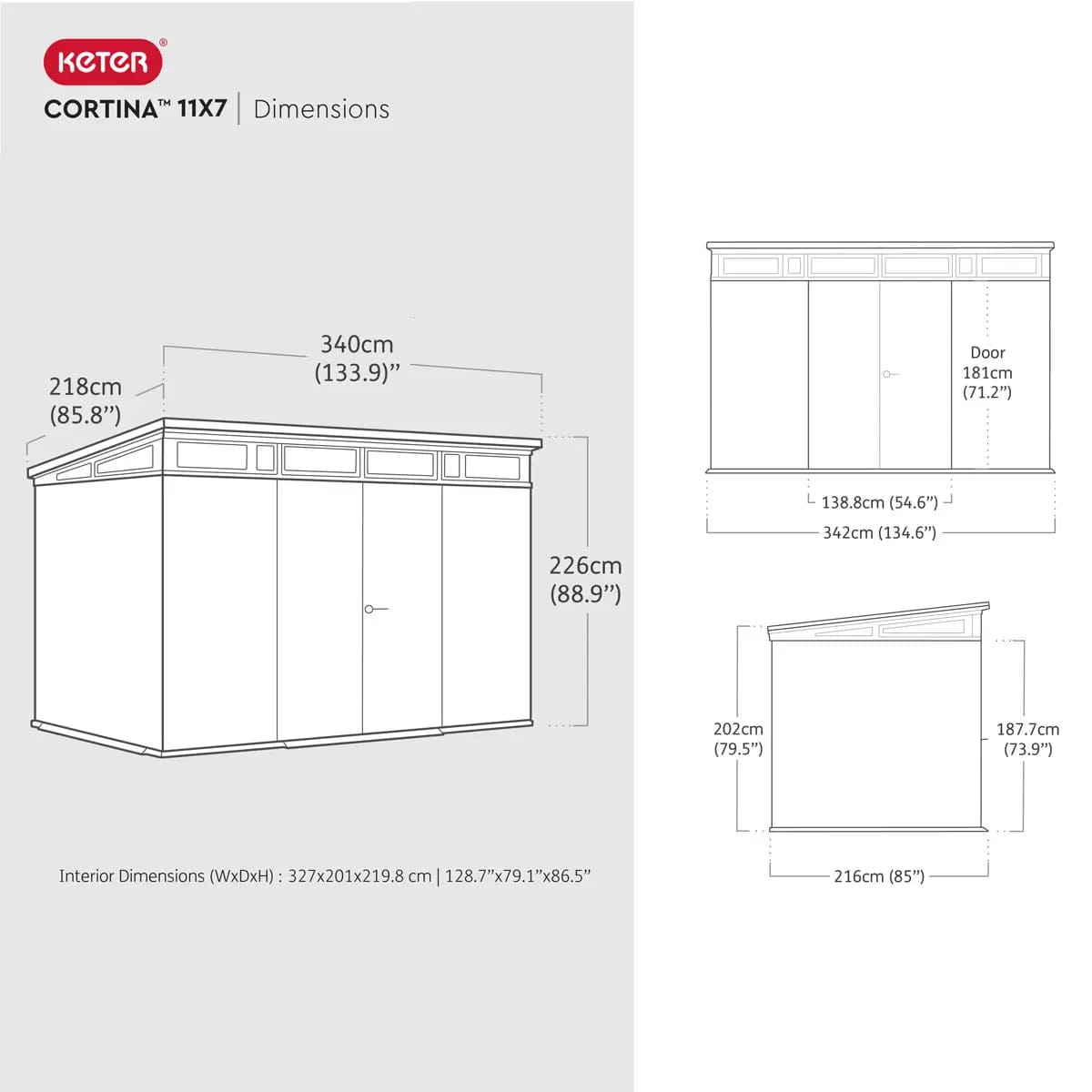 Abri Keter Artisan 7 x 11 pi en résine gris foncé à toit monopente, deux portes, plancher et une fenêtre – Image 8