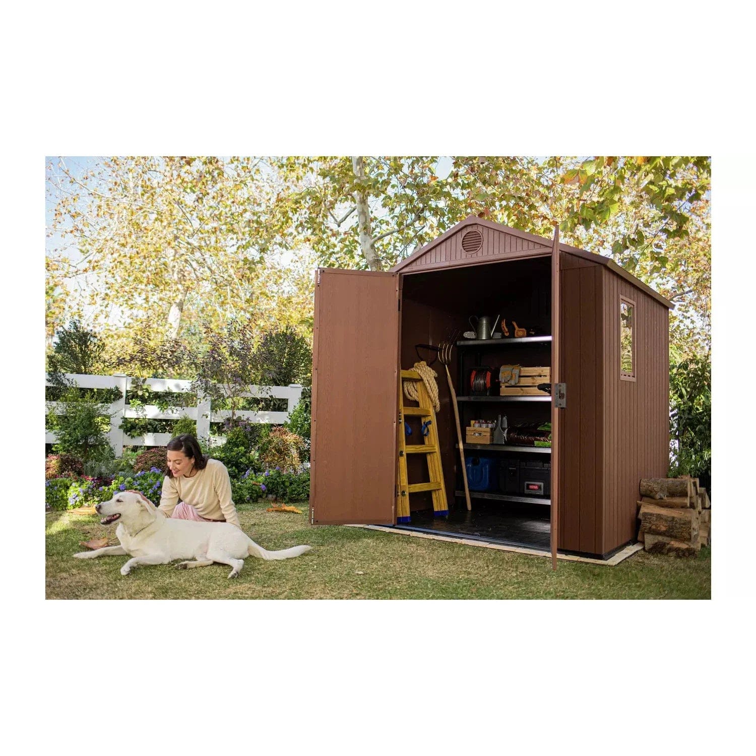 Abri Keter Darwin 6 x 6 pi à toit à deux pentes, deux portes, plancher et une fenêtre (base incluse) – Image 2