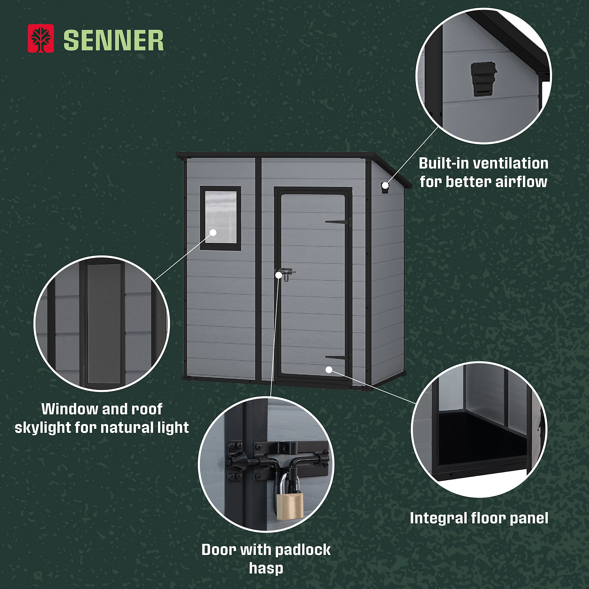 Abri Klikstrom Senner 6 x 4 pi gris à toit monopente, avec plancher et une fenêtre – Image 7