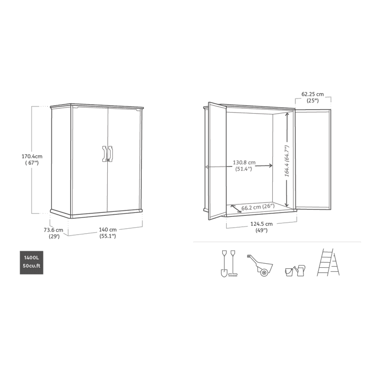 Abri de rangement haut Keter Premier gris 1400 L – 4 x 2 pi – Image 7