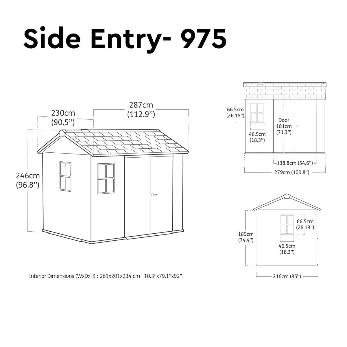 Abri Keter Newton Plus 9 x 7,5 pi en résine gris foncé à entrée latérale – Image 6