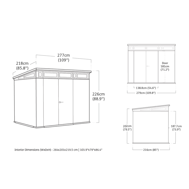 Abri robuste Keter Cortina 9 x 7 pi en résine verte à toit monopente – Image 7