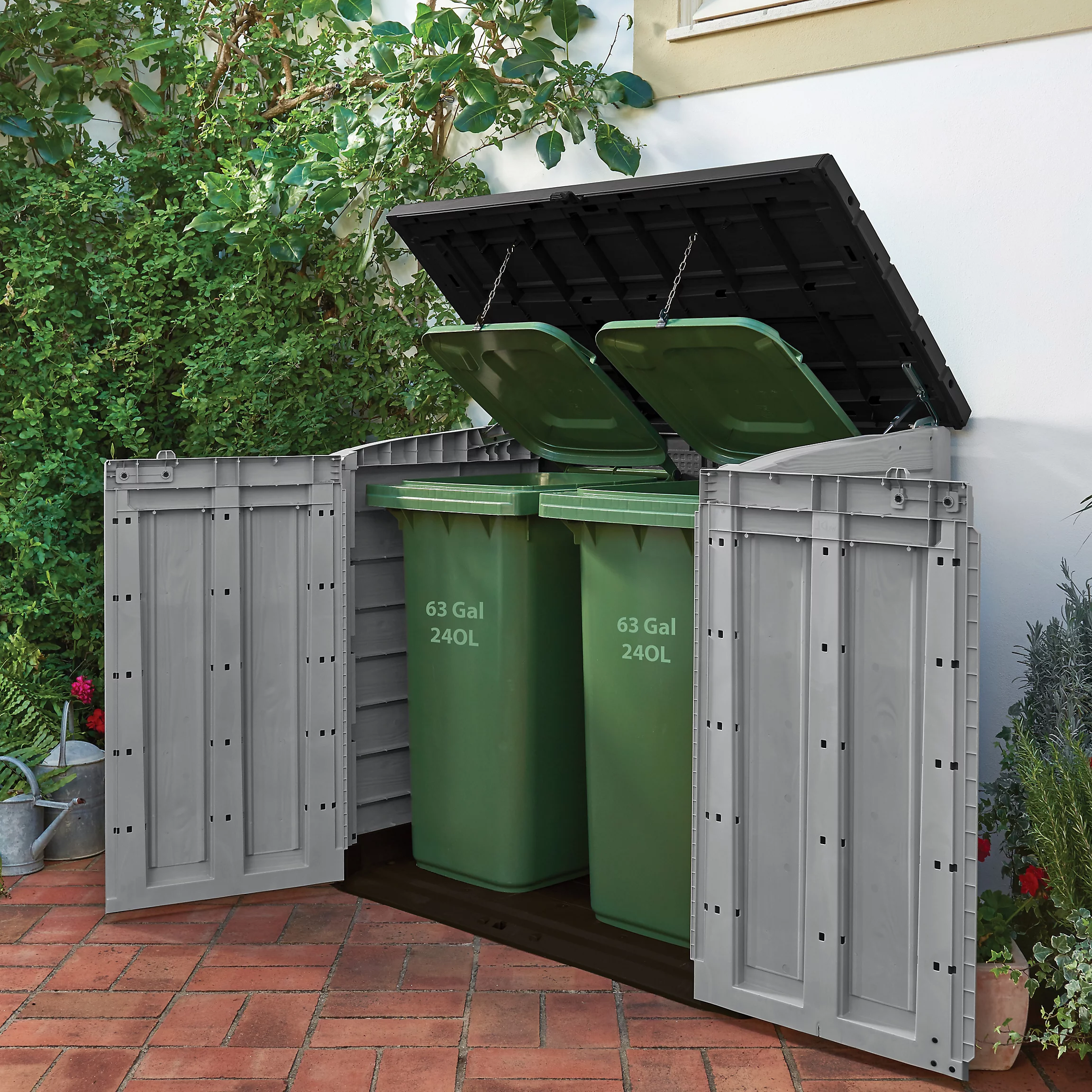 Coffre de jardin Keter Store It Out Max Gris 1200L, forme pentagonale, 1250 mm x 1455 mm – Image 8