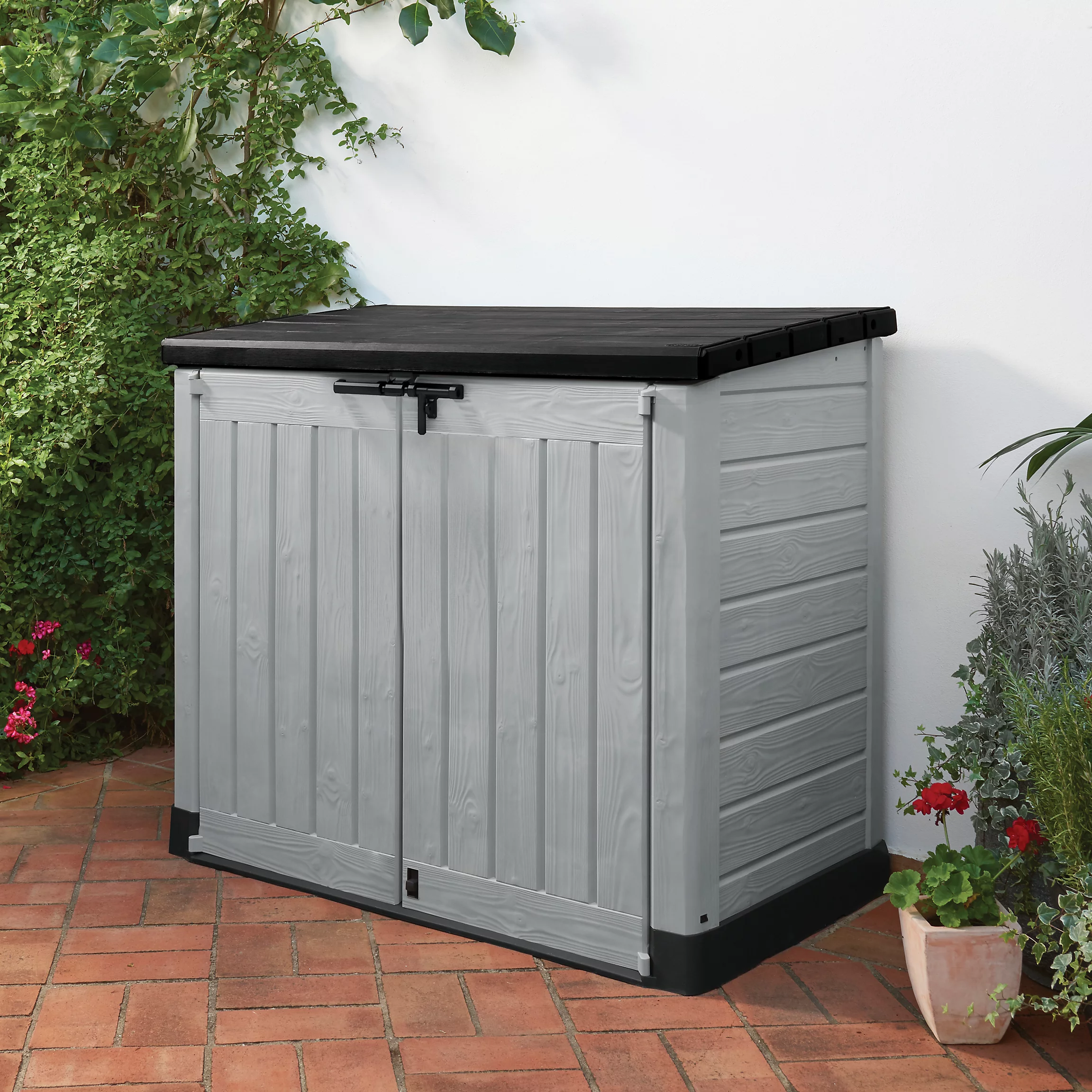 Coffre de jardin Keter Store It Out Max Gris 1200L, forme pentagonale, 1250 mm x 1455 mm