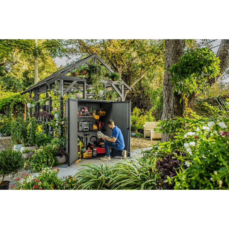 Abri de jardin vertical robuste Keter Cortina Alto 4 x 2 pi en résine avec étagères – Image 5