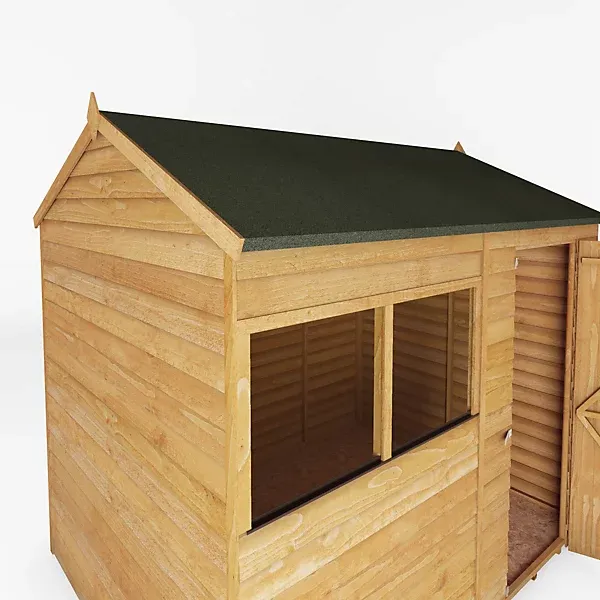 Abri en bois Mercia Overlap 8 x 6 pi à toit à deux pentes inversé, avec plancher et deux fenêtres – Image 5