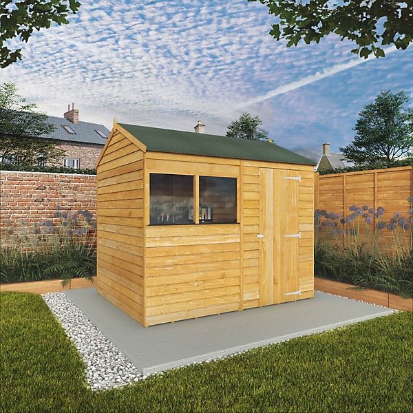 Abri en bois Mercia Overlap 8 x 6 pi à toit à deux pentes inversé, avec plancher et deux fenêtres – Image 6