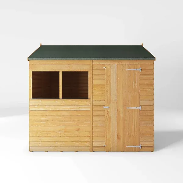 Abri en bois Mercia Overlap 8 x 6 pi à toit à deux pentes inversé, avec plancher et deux fenêtres – Image 2