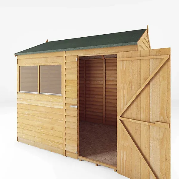Abri en bois Mercia Overlap 8 x 6 pi à toit à deux pentes inversé, avec plancher et deux fenêtres – Image 3